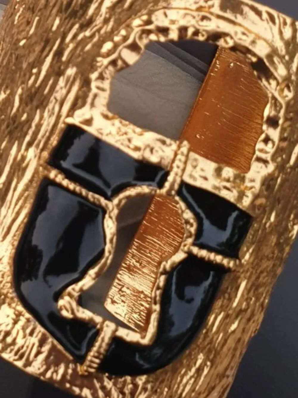 Schiaparelli Lock Bracelet Gold Black Cuff Bangle Luxury Fashion Women Jewelry
